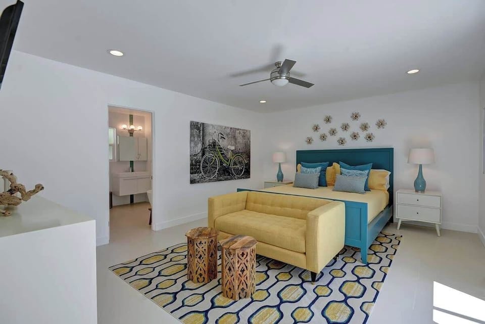 Master Bedroom (1) -King bed and private bath with dual vanity, stall shower and free standing, soak tub