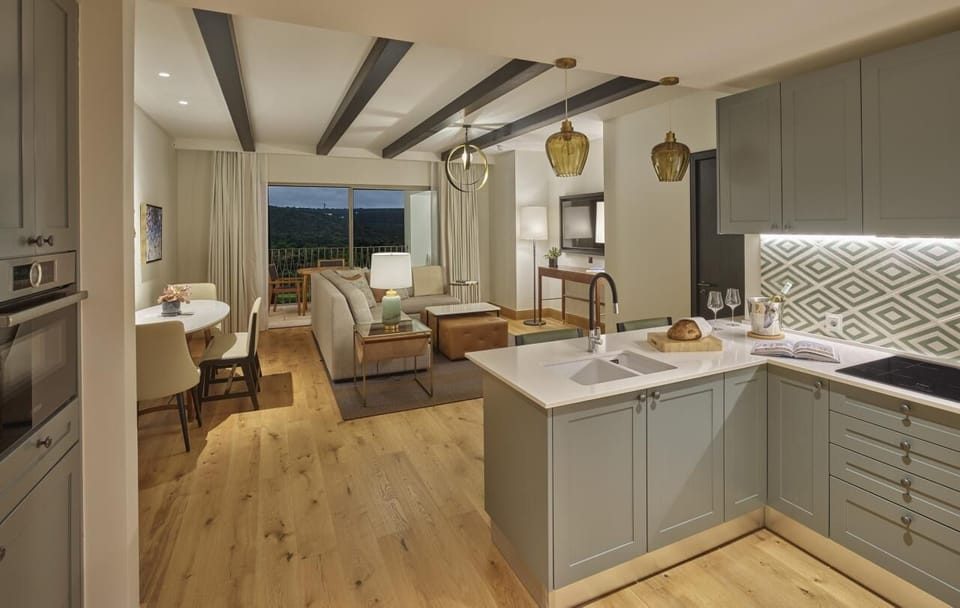 Prep fresh bites on bright counters under soft pendant glow.