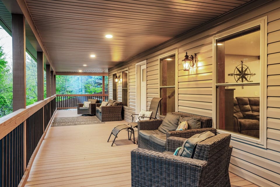 Full wrap around porch with seating for your whole group