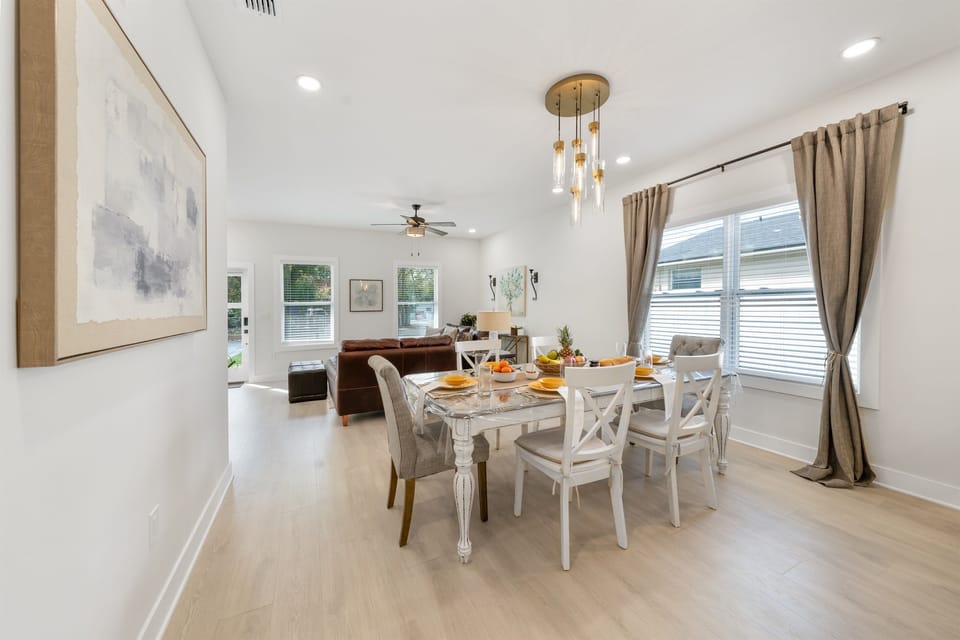 From dinner parties to game nights, this versatile dining space has room for it all. The seamless flow to the living room keeps the whole group connected.