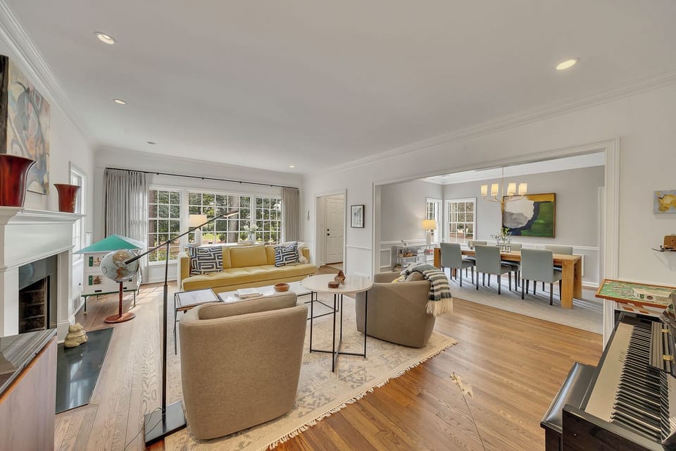 Open layout connecting living and dining areas