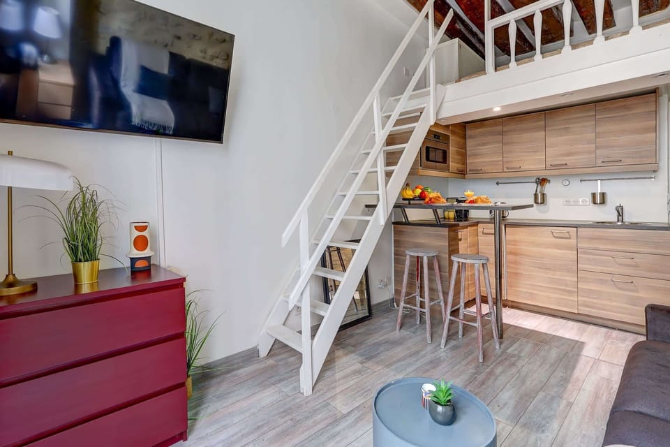 The open-plan living and dining area