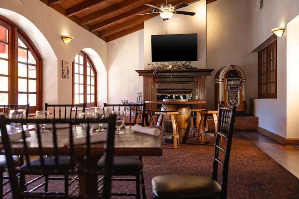 Gather by the fireplace for relaxed drinks and conversation.