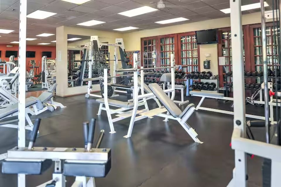 Power through a full workout in the spacious, equipped gym