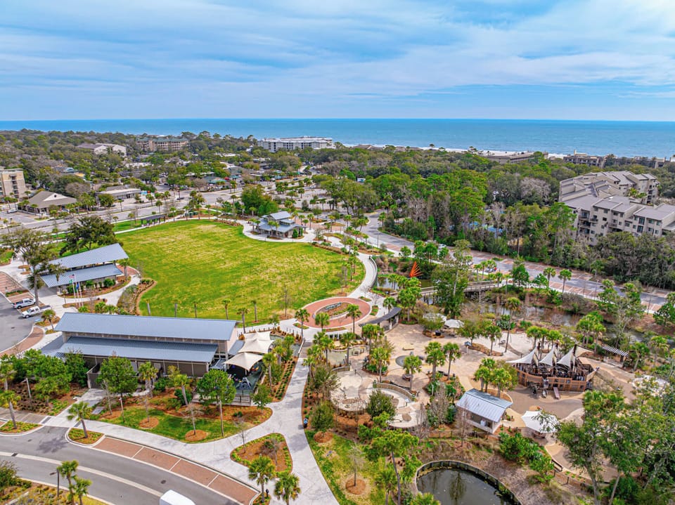 Wide view of the popular Coligny Beach area.