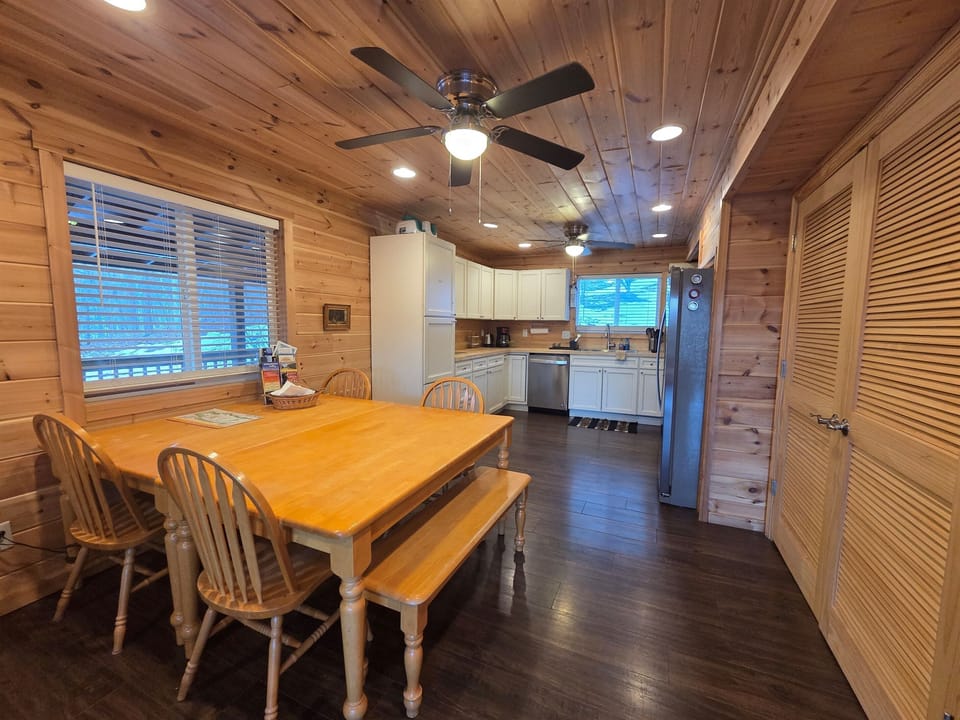 A spacious dining table, perfect for meals with family or friends.