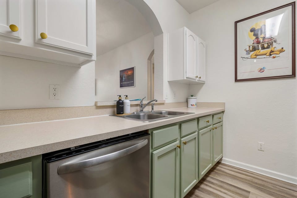 Kitchen with extended counter space and dishwasher