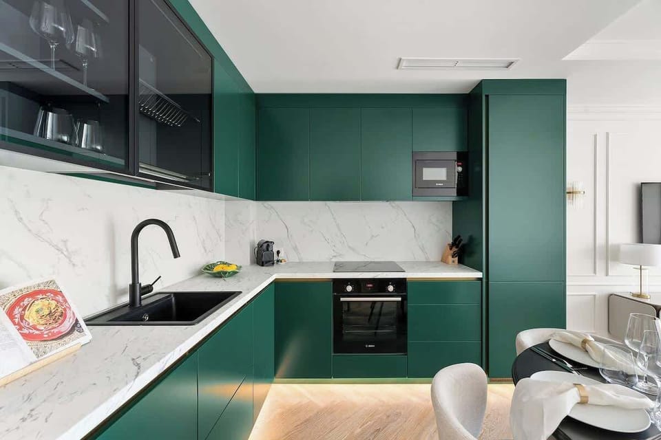 A modern and well equipment kitchen.