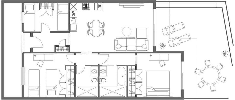 Here you can see the floor plan of this amazing apartment. 