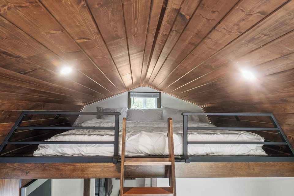 Lofted sleeping area with a king sized mattress