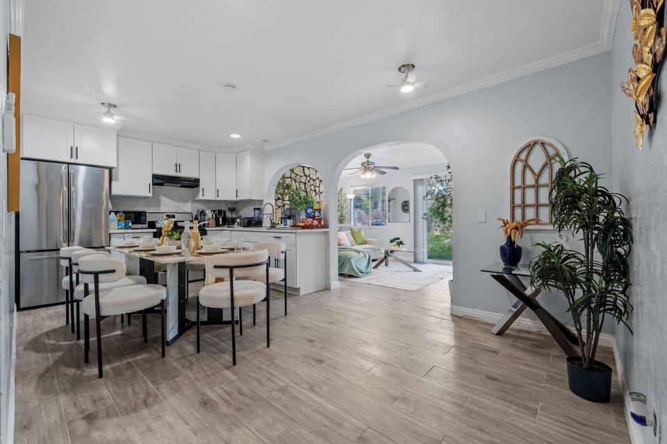A comfortable dining area perfect for meals or a quick morning coffee.