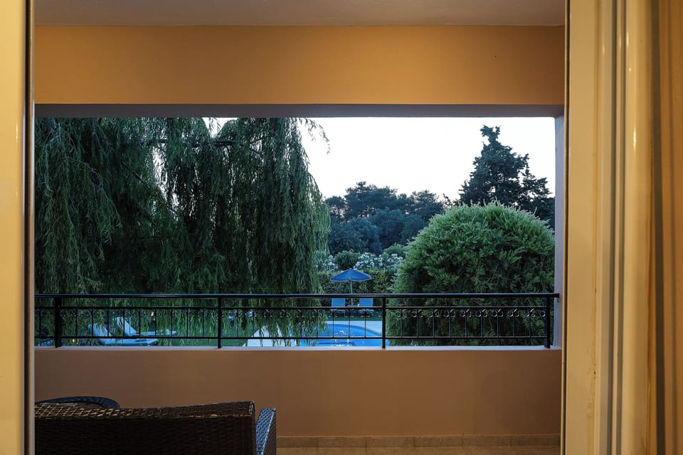 Tranquil garden with trees, flowers, and plenty of space to unwind.