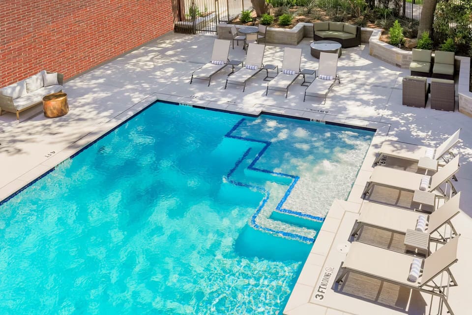 Dive into sparkling waters and unwind on sunny loungers.