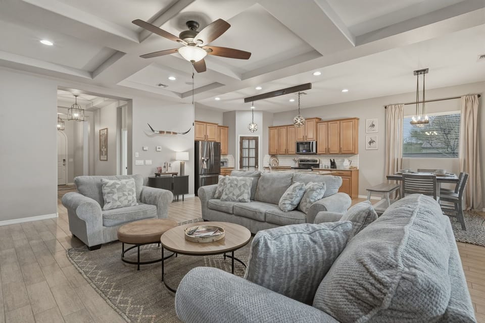 A stylish living area with space to stretch out, lounge, and enjoy with family.