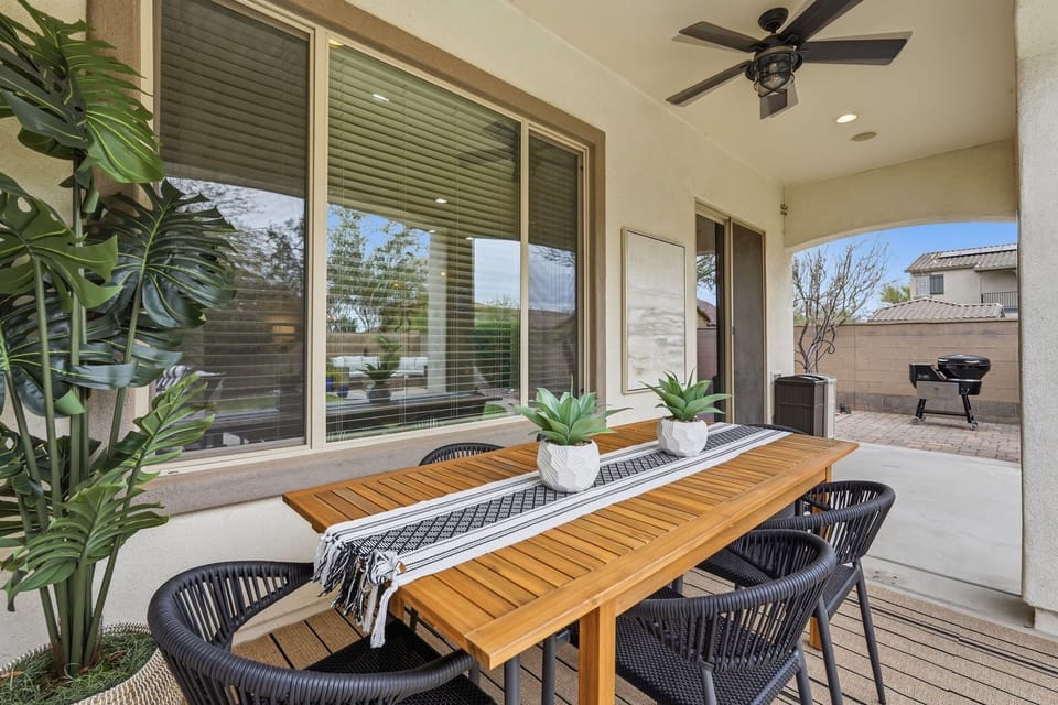 Outdoor dining made for conversations and quiet moments.
