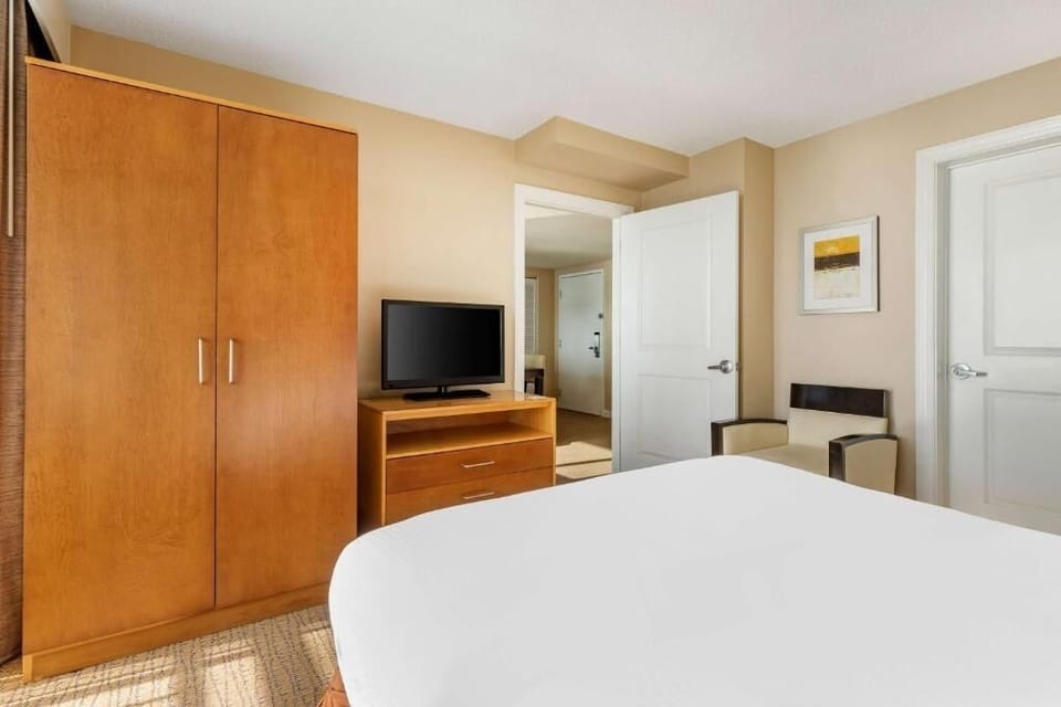 Settle in comfortably with generous closet space and seating.