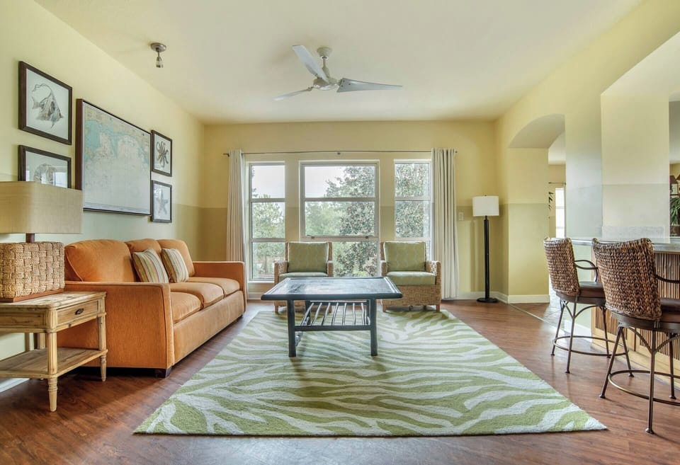 Relax on the sofa and enjoy airy, open-concept living.