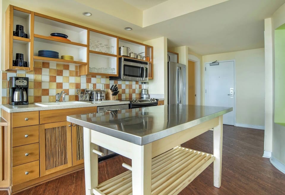 Cook together on spacious counters with everything within reach.
