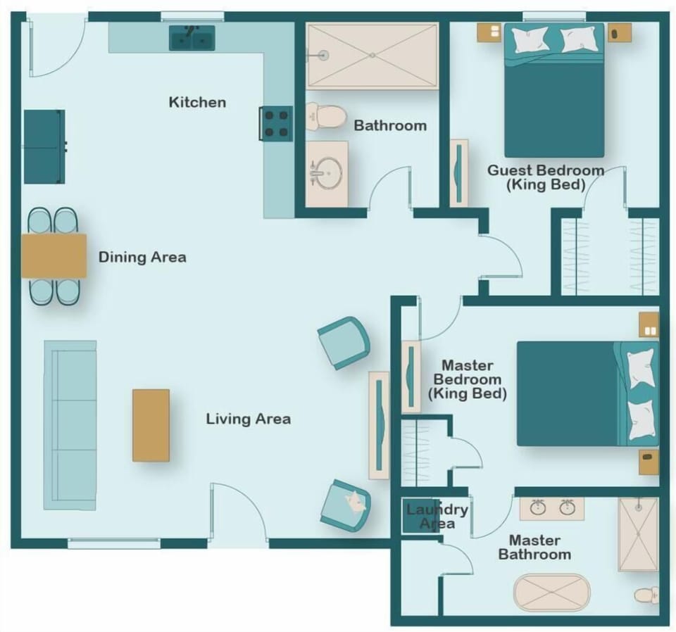 Small Serenity floorplan. Small Serenity 1 is Newly Remodeled and Professionally Designed in 2025 - New kitchen, bathrooms, flooring, furniture and appealing decor