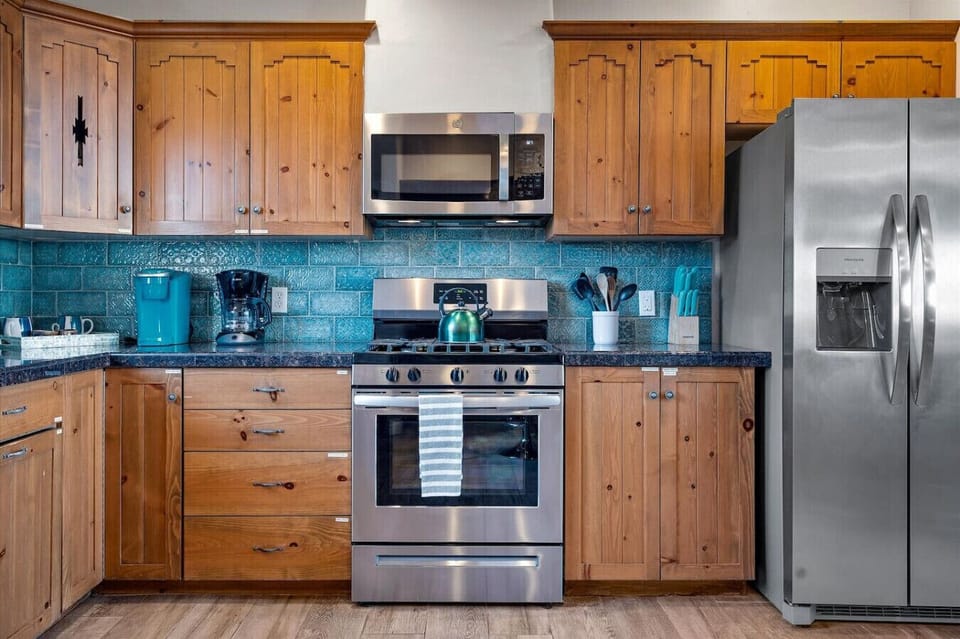 Gas range in kitchen