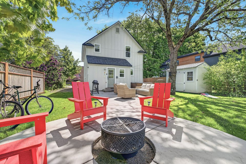 Backyard hangout spot perfect for coffee, conversation, & evenings under trees:)