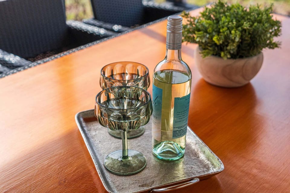 Relax with a glass of your favorite wine on the back patio