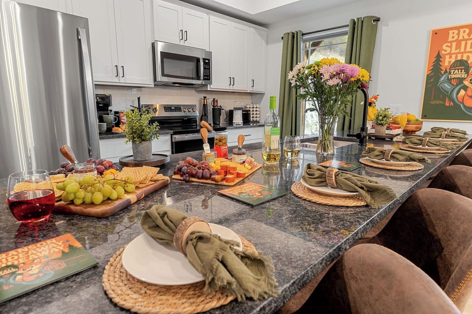 Room for morning pancakes, afternoon snacks, and late-night laughs around the island.