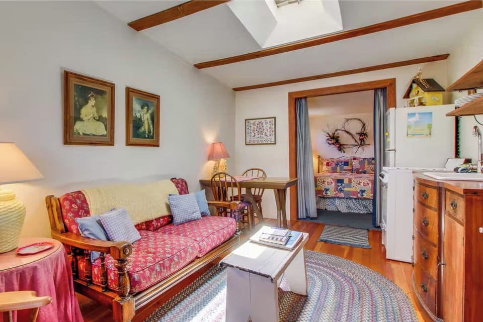 Studio style apartment with privacy curtain