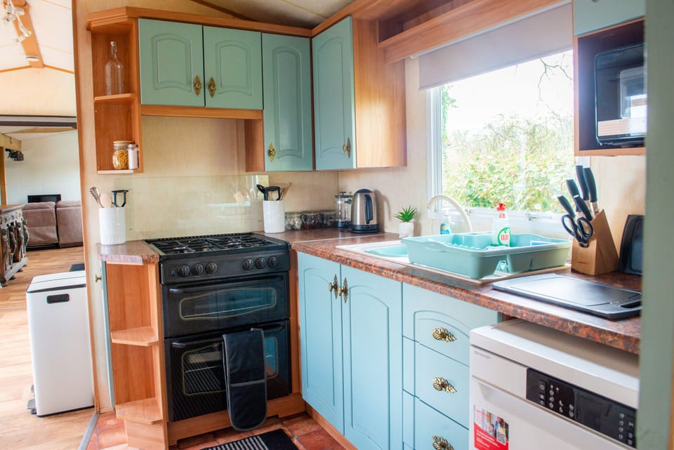 Kitchen with gas hob and oven and dishwasher