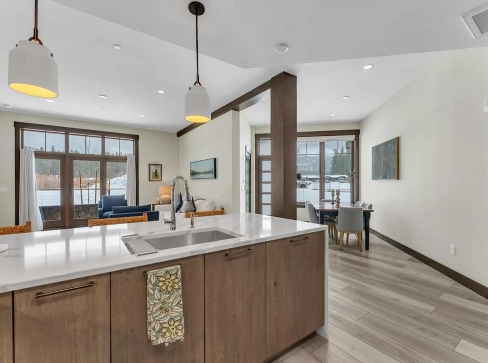 Modern kitchen with spacious island and natural light