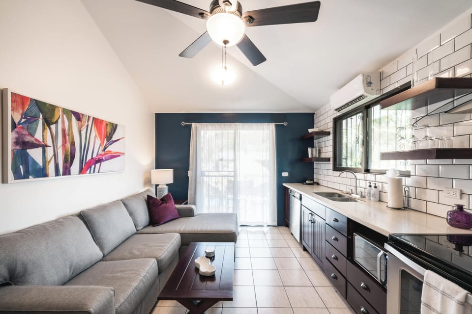 The cozy seating space invites slow mornings, quiet reading, or planning your next beach adventure.