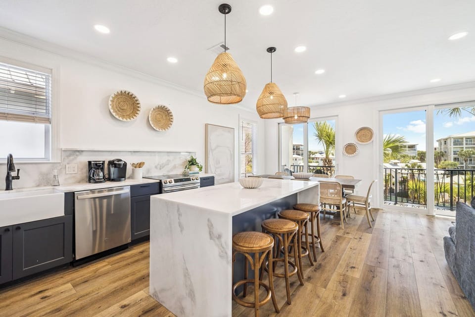 Gorgeous updated kitchen opens to living and dining room!