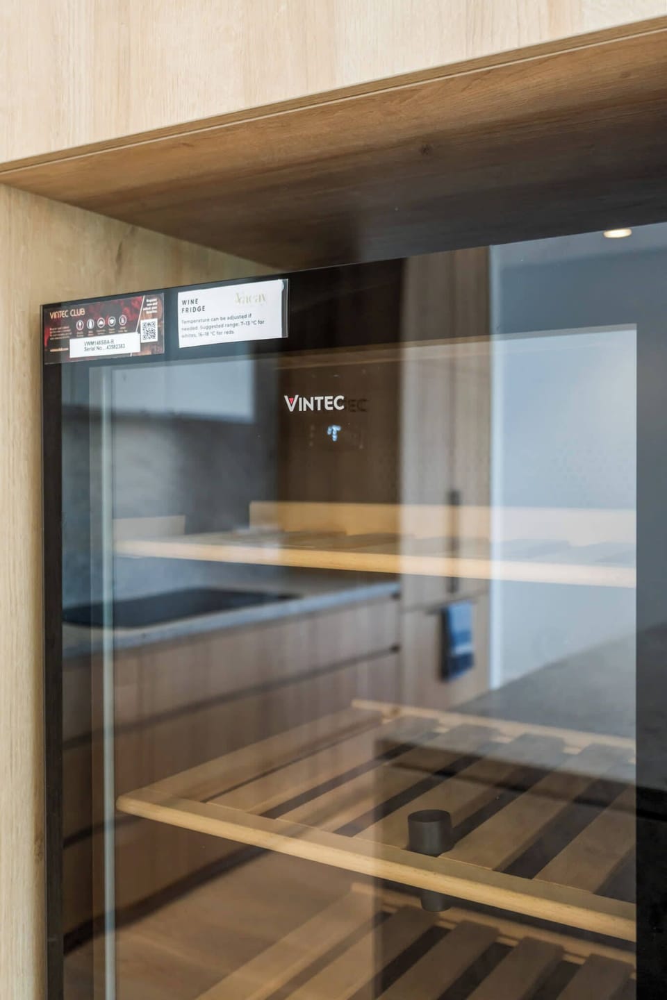 Built-in wine fridge for storing and chilling your favourite bottles.