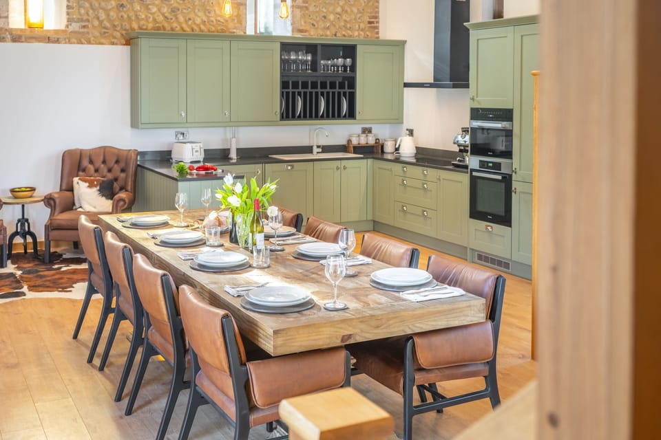Ground floor: The dining area sits conveniently beside the kitchen