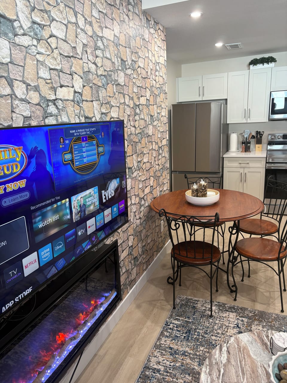 55 inch TV with Shaw cable and electric fireplace