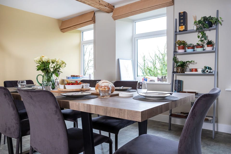 The dining table at Upper Riverside Mill, Lake District
