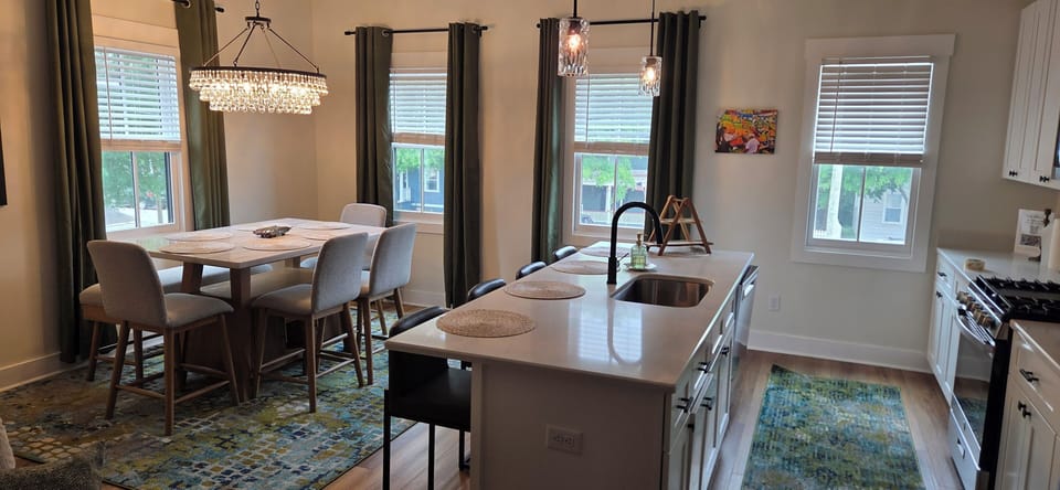 Upstairs dining and kitchen