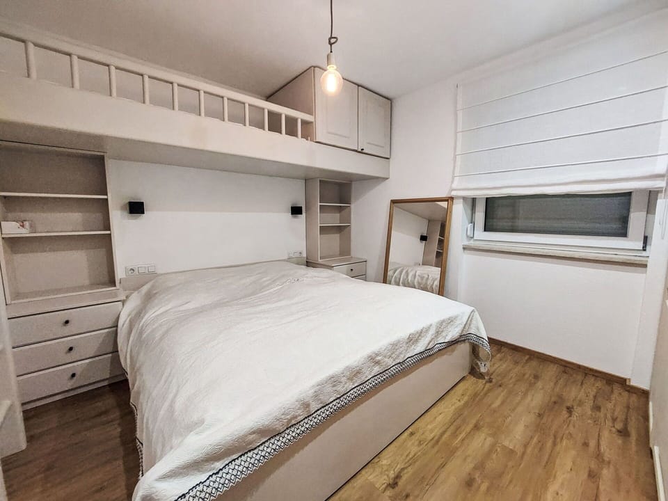 Bed, Furniture, Bedroom, Interior Design, Floor, Flooring, Wood, Bedding, Bed Sheet, Ceiling