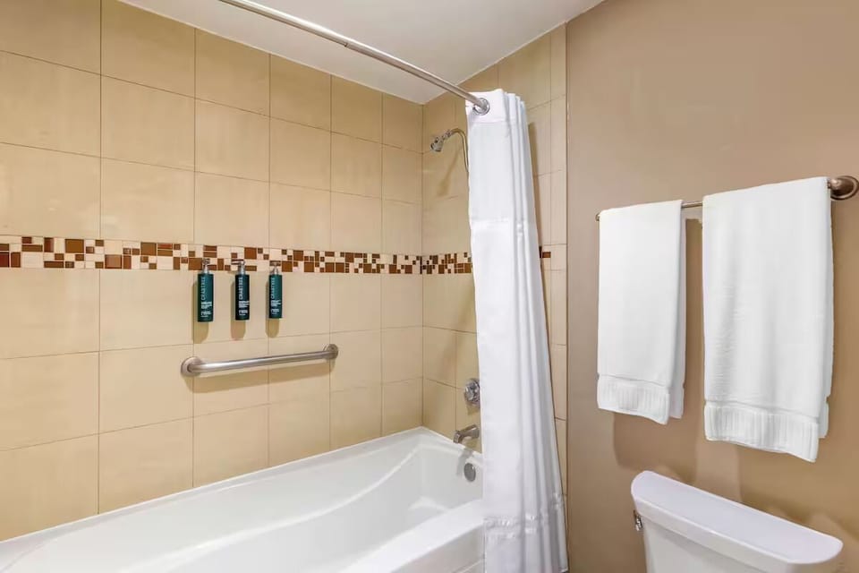 Refresh with a hot shower and plush towels after adventures.