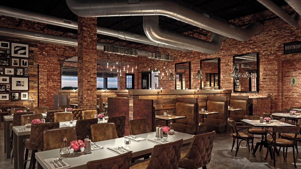 Savor cocktails and conversation in a stylish, brick-lined restaurant.