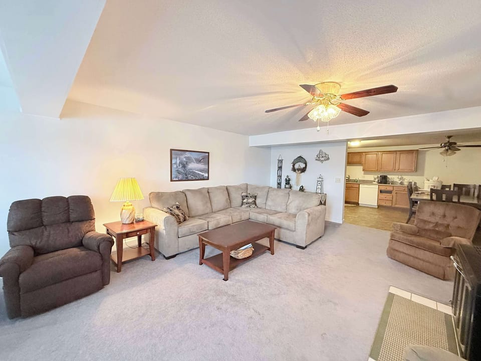 Kick back and relax in the cozy living room after a day on the lake