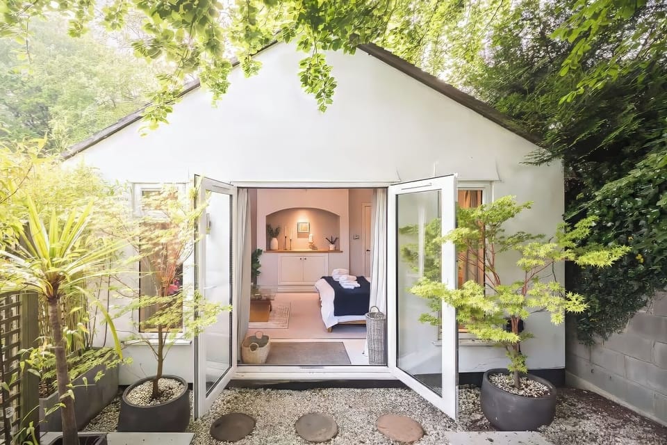 Private garden access with French doors