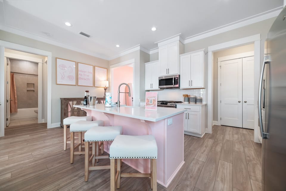 Breakfast bar and high-end kitchen