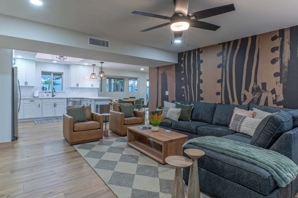 Gathering areas allow small clusters or whole group to be included in the fun.