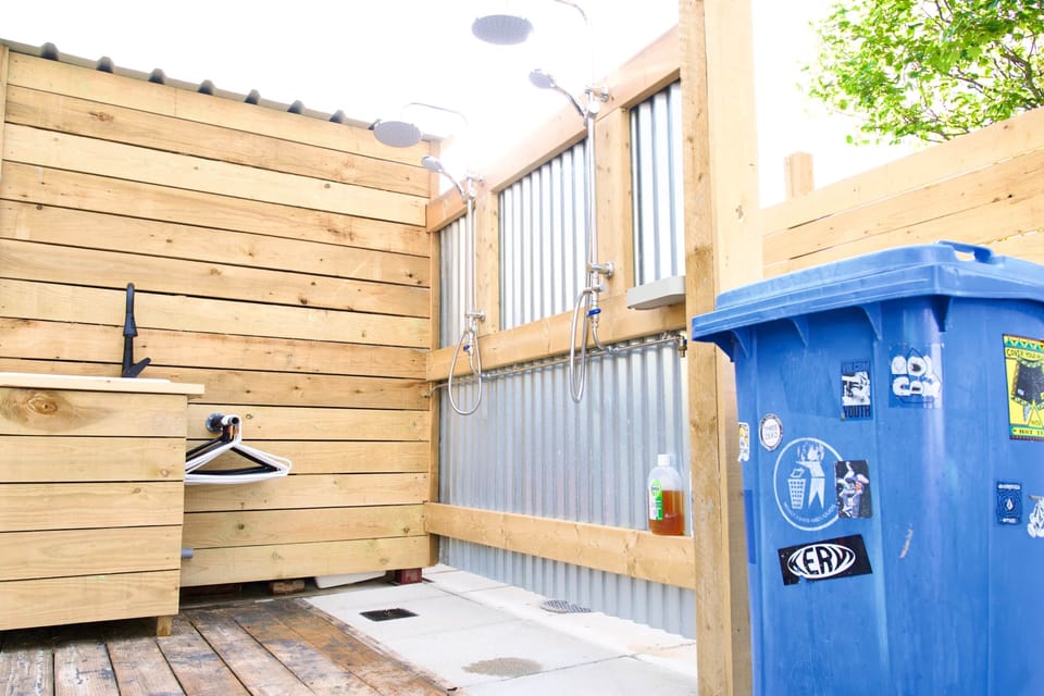 Outdoor showers and changing area