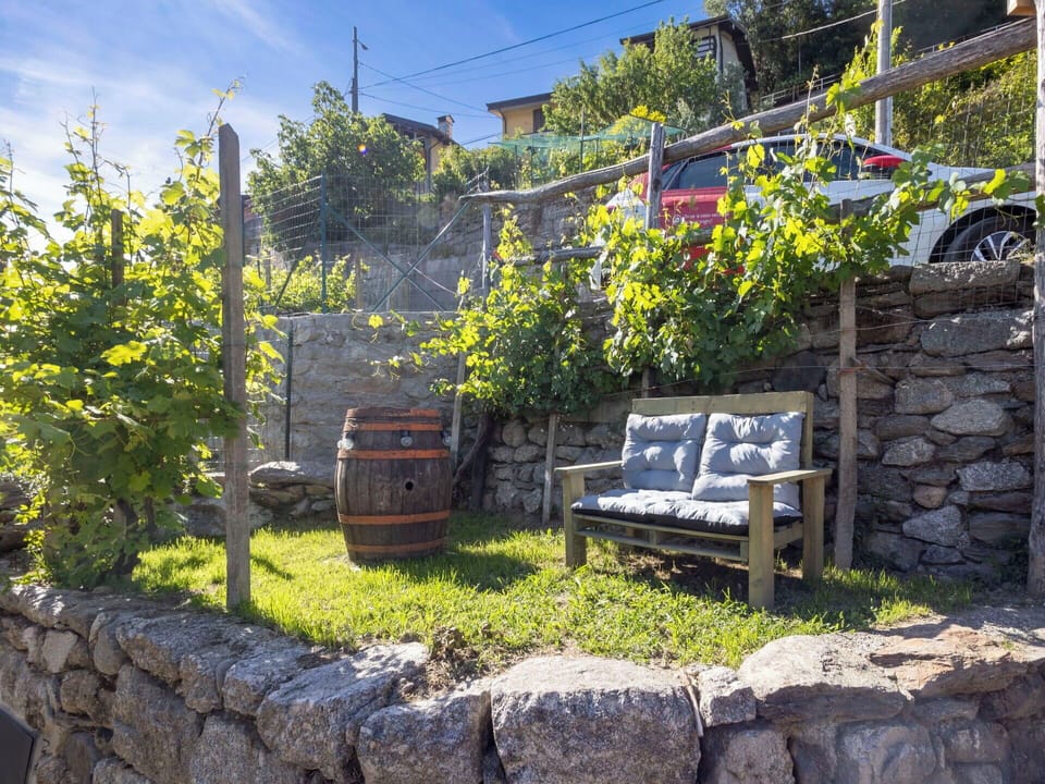 Stone Wall, Flowerpot, Garden, Houseplant, Flagstone, Landscaping, Outdoor Furniture, Shade, Backyard