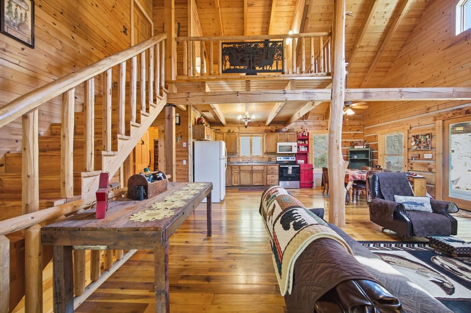 View of the loft through the living room