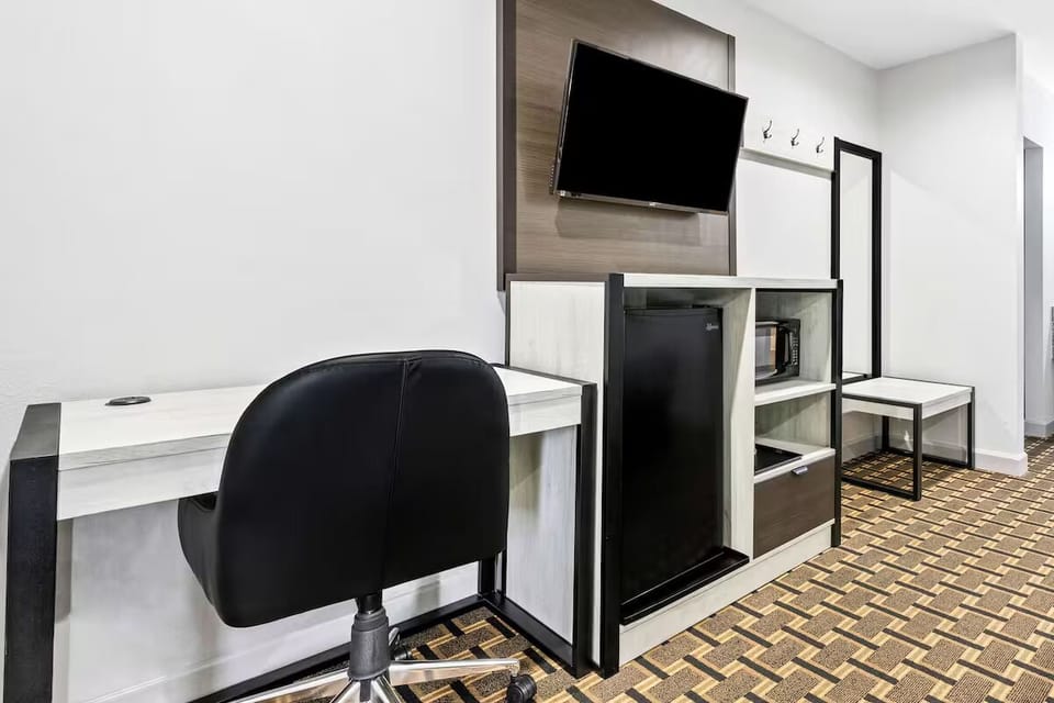 Plug in and work comfortably with convenient in-room essentials.