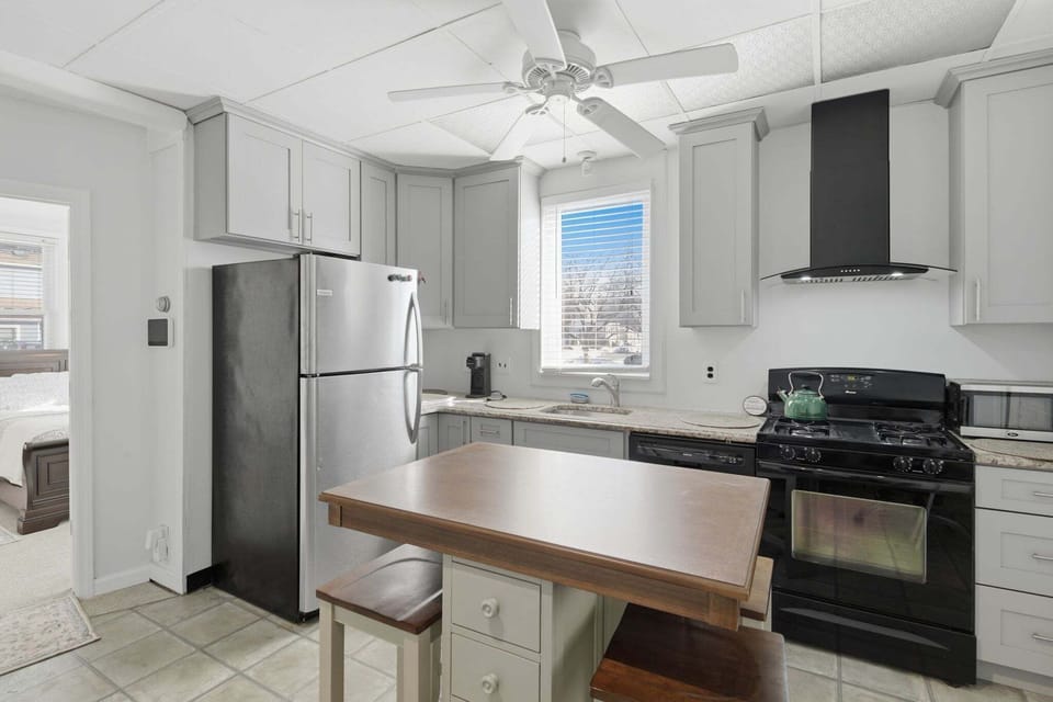 Indoors, Kitchen, Appliance, Ceiling Fan, Refrigerator