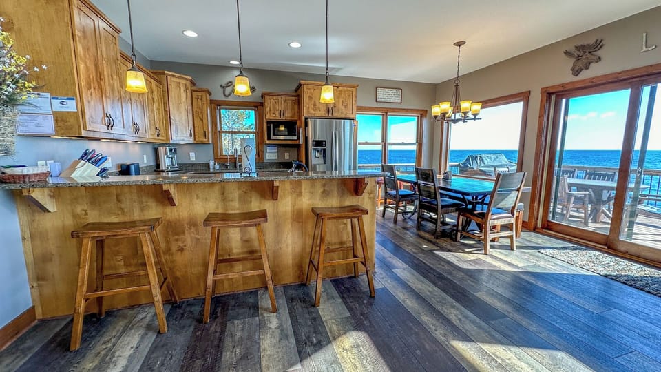 Kitchen and Dining Room with Lake Superior views.